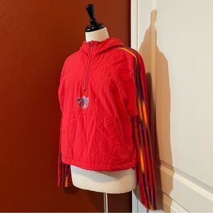 Adidas Women’s NWT Original 3D Cropped Halfzip Trefoil Hooded Scarlet Jacket